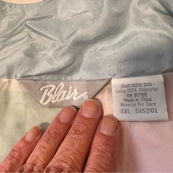 Blair Vintage Rare Silk Oversized Lightweight Pastel Patchwork Jacket 3X - Picture 7 of 10